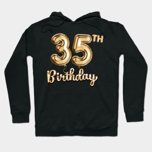 35th Birthday Gifts - Party Balloons Gold Hoodie